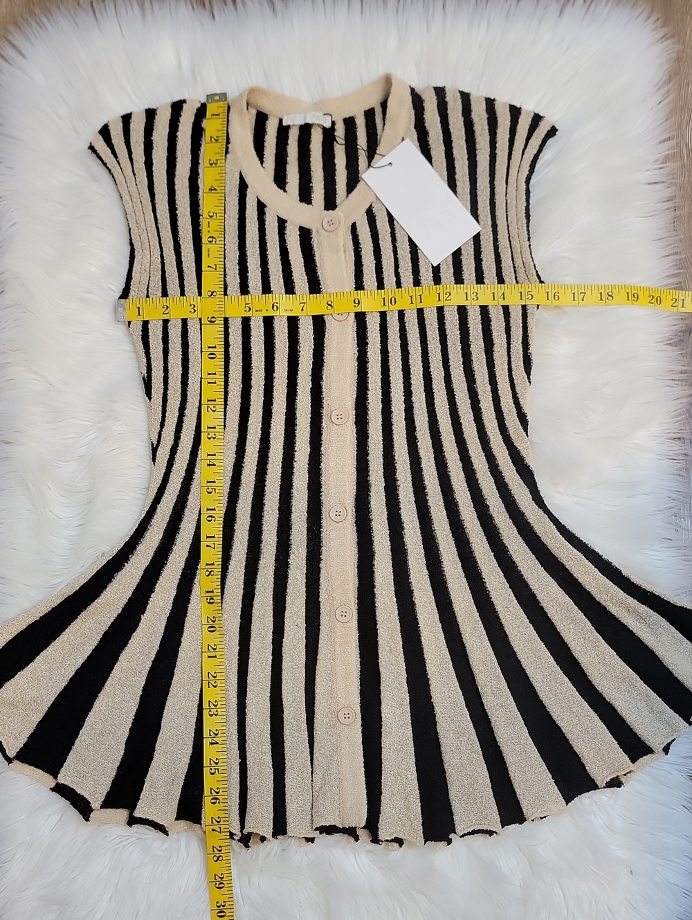 Zara Black & Cream Vertical Stripe Knit Wide-Leg Set - Picture 9 of 11